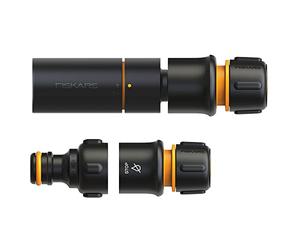 Fiskars Kit Tête de Rechange pour Buse à Tuyau, Robuste, SoftGrip, avec Buse à Tuyau, Connecteur de Robinet et Raccords de Tuyau, Ø 1,3-1,5 cm (1/2-5/8''), Noir/Orange, 1027090