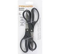 Fiskars Lot de 2 paires de ciseaux du quotidien en acier inoxydable avec poignées ergonomiques, pour maison et bureau, pour couper du papier, du carton, des photos, etc., gris, 20,3 cm