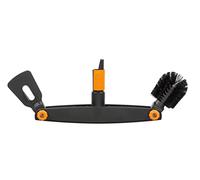 Fiskars Nettoyeur de gouttière QuikFit - grattoir et brosse ajustables - 4,5 cm Noir/Orange