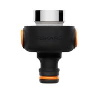 Fiskars Nez de Robinet d'intérieur, avec verrouillage rapide pour Débranchement, Filetage intérieur M22 et extérieur M24 inclus, Facile à installer, Taille universelle, 50 g, Noir/Orange, 1027062