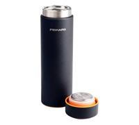 Fiskars On-the-go, Gourde Isotherme 0,5 L | Design Compact pour le Jardin et l'Extérieur, Hauteur 22cm, Acier Inoxydable, Noir, 1078699