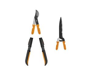 Fiskars OneClick Cisaille à Haies et Coupe-Branches Bypass, 2 poignées S | Set combiné pour taille et entretien des arbres, Assemblage facile, Lames en acier/Plastique, 1080711