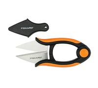 Fiskars Pinces à Herbes, Longueur : 12,9 cm | Lames en acier inoxydable/manches en plastique, Noir/Orange, Solid, SP-220, 1063326