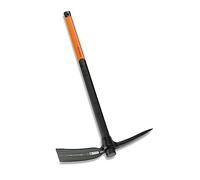Fiskars Pioche forgée de cantonnier à panne large, Longueur: 90 cm, Poids: 3 kg, Tête en acier au carbone forgée/Manche résistant en fibre de verre, Noir/Orange, 1002209