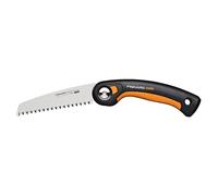 Fiskars Plus Scie Pliaple, pour Troncs et Branches épais, 3 positions de Coupe, Lame Power Tooth tranchante, Denture grossière, Longueur de la lame : 15 cm, Noir/Orange, SW68, 1067552
