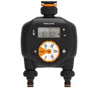 Fiskars Programmateur à 2 sorties 1054792 – Écran LCD, pour robinets courants Noir/Orange