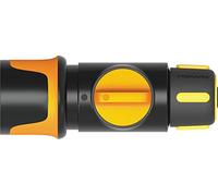 Fiskars Raccord de Tuyau, Taille Universelle, Ø 9 mm (3/8") | Points de contact SoftGrip, 60 g, noir/orange/jaune, On/Off, 1027085