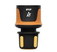Fiskars Raccord de Tuyau, Taille Universelle, Ø 9 mm (3/8") | Points de contact SoftGrip, 30 g, noir/orange/jaune, STOP, 1027078