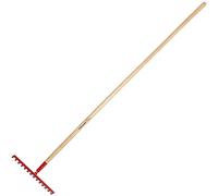 Fiskars Râteau à 14 dents courbes, Largeur: 36 cm, Dents en acier/Manche en frêne, Rouge, Classic, 1003705