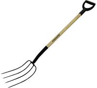 Fiskars Râteau à 4 dents avec manche en bois (1023112)