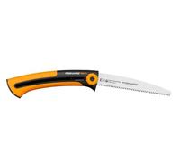 Fiskars Scie rétractable pour panneaux et planches de bois, Denture fine, Longueur : 16 cm, rétractable, Lame en acier inoxydable, Noir/Orange, Xtract, SW72, 1000612