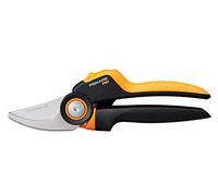 Fiskars Sécateur à Lame Franche M, X-series PowerGear, P921, Avec Poignée Tournante, Pour Branches et Rameaux Frais, Revêtement Antiadhésif, Lames en Inox, Longueur : 20,1 cm, Noir/Orange, 1057173