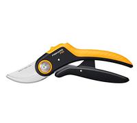 Fiskars Sécateur à Lame Franche, Plus PowerLever, P721 | Pour Branches et Rameaux Frais, Revêtement Antiadhésif, Lames en Acier Inoxydable, Longueur : 21 cm, Noir/Orange, 1057170