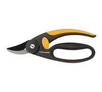 Fiskars Sécateur à lames franches, Diamètre de coupe: 2 cm, Lames en Acier avec revêtement antiadhésif, Longueur: 20 cm, Noir/Orange, Elegance, P44, 1001534