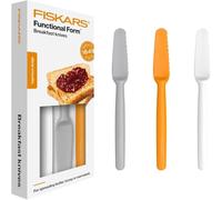 Fiskars Set de 3 couteaux à tartiner Functional Form, plastique blanc/orange/gris