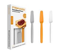 Fiskars Set de 3 couteaux à tartiner Functional Form, plastique blanc/orange/gris