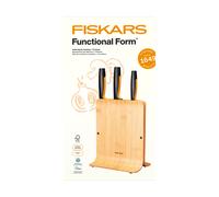 Fiskars Set de couteaux avec bloc à couteaux Functional Form Bambu. 4 pièces