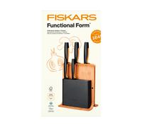 Fiskars Set de couteaux avec bloc à couteaux Functional Form Bambu. 6 pièces