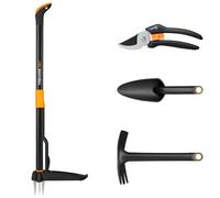 Ensemble d'outils de jardin Fiskars, 4 pièces, désherbeur Xact, longueur : 1 mètre, modèle Solid