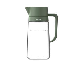 Fiskars Urban Plant Care Arrosoir en Verre, 0,5 L | Design Élégant pour Plantes D'Intérieur, Poignée Ergonomique, Hauteur 19,9 cm, Verre, Vert Olive, 1080775