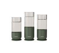 Fiskars Urban Plant Care Set de Pots de Culture, 3 Pcs | Pour la Propagation des Boutures, 3 Pots en Verre et 3 Supports en Métal, Vert Olive, 1080910