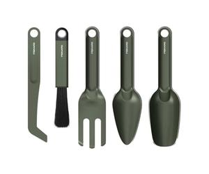 Fiskars Urban Plant Care, Set d'Outils de Jardinage, 5 Pièces | Kit Tout-en-Un pour Plantes d'Intérieur, Design Peu Encombrant, Acier Inoxydable avec Revêtement, Vert Olive, 1080778