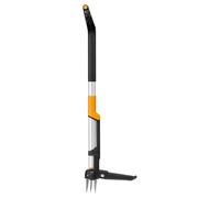 Fiskars X-Series Désherbeur | Poignée en Forme de D, Extensible jusqu'à 120 cm, Système d'Éjection, Repose-Pied Rabattable, Noir/Orange, 1082709