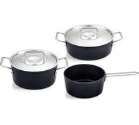 Fissler Adamant / Set de casseroles en aluminium, 3 pièces, revêtement des casseroles avec couvercle métallique, anti-adhésif (1 casserole, 1 poêle, 1 casserole à manche) - Induction