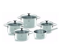 Fissler Batterie de cuisine Copenhagen 5 pièces, acier inoxydable avec couvercle en verre