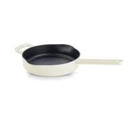 Fissler Moments Collection / Poêle en fonte émaillée (Ø 24 cm) anti-adhésive, bord haut, avec becs verseurs, oeillet de suspension, sans PFAS/PTFE, induction - Blanc ivoire