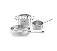 Fissler Original-Profi Collection Jeu de Faitout/Poêle/Casserole en Acier Inoxydable, 3 Pièces, avec Couvercle Métallique (1 Faitout, 1 Poêle Non Revêtue, 1 Casserole à Queue Sans Couvercle) - Compatible Induction