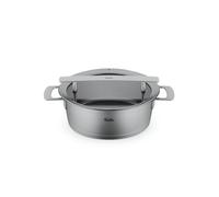 Fissler Phi Collection Marmite (24 cm, 3,9 l) avec couvercle en verre - Grande casserole en acier inoxydable, adaptée à l'induction, économe en énergie, passe au lave-vaisselle, qualité supérieure