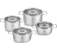 Fissler Pure Collection / Batterie de cuisine en acier inoxydable, 4 pièces, casseroles avec couvercle en verre (2 casseroles, 2 cocottes), FABRIQUÉE EN ALLEMAGNE - Induction