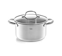 Fissler San Francisco Faitout en Acier Inoxydable (3,3 l - Ø 20 cm) avec Couvercle en Verre, Bord Verseur, Graduations - Compatible Induction