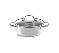 Fissler San Francisco Sautoir en Acier Inoxydable (2,1 l - Ø 20 cm) Cocotte avec Couvercle en Verre, Bord Verseur, Économe en Énergie - Y Compris l’Induction