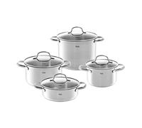 Fissler Ensemble de casseroles SAN FRANCISCO – 4 pièces inox, couvercles verre, induction