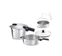 Fissler Vitaquick Premium Lot de 2 autocuiseurs Ø 26 cm (autocuiseur 8 l + poêle à frire rapide de 4 litres) avec insert, couvercle en verre supplémentaire, 2 niveaux de cuisson, fabriqué en Allemagne