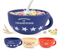 Fisura - Bol petit-déjeuner original "Breakfast of Champions". Tasse à café bleue 490 ml. Grand bol céramique pour café, céréales ou chocolat chaud. 16,5 cm x 7,5 cm