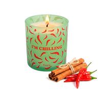 Fisura Bougie parfumée originale « I'm Chilling » dans un verre - Bougie de soja parfumée à la cannelle et au piment - Coffret cadeau - 40 heures - 470 grammes - Cadeau original.
