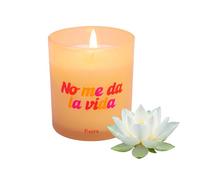 Fisura Bougie parfumée originale « No me da la vie » dans un verre - Bougie de soja parfumée au lotus blanc - Avec boîte cadeau - Durée de vie de 40 heures - 470 grammes - Cadeau original.