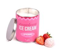 Fisura Bougie parfumée originale "Strawberry Ice Cream" en boîte avec couvercle - Bougie de soja parfumée à la fraise à la crème - Avec boîte cadeau - Durée de vie de 45 heures - 285 grammes - Cadeau