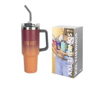 Fisura - Bouteille d'eau thermique de 1,2 litres. Grande bouteille thermique. Sans BPA. Garde au froid pendant 24 heures et au chaud pendant 12 heures. Paille incluse. 9,8 x 27,8 (Hot, sfumato)