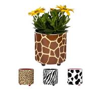 Fisura - Cache-Pot Girafe Original en céramique. Pot de Fleurs décoratif intérieur avec Pieds. pour succulentes, Cactus ou Petites Plantes. 13 x 12,5 cm.