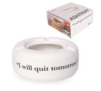 Fisura - Cendrier blanc avec message "I will quit tomorrow". Cendrier original avec une phrase amusante. Fabriqué en céramique. Dimensions : 10 x 10 x 4 centimètres.
