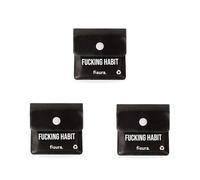Fisura - Cendrier de poche portable “F*cking habit”. Accessoire réutilisable pour voiture, extérieur ou voyage. Pochette originale pour cendres. Lot de 3 unités. 8 x 8 cm.
