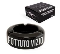 Fisura - Cendrier de table en céramique couleur noir. Cendrier original avec phrase "F*ttuto Vizio" Cendrier design. Dimensions : 10 x 10 x 4 centimètres.