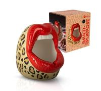 Fisura - Cendrier original “boca” motif léopard. Cendrier en céramique décoratif, cadeau original pour maison, cuisine, extérieur ou intérieur. Peut aussi servir de cache-pot. 9,5 x 12 cm
