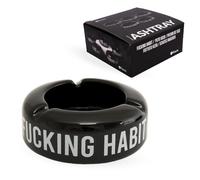 Fisura - Cendrier original noir avec message "f*cking habit". Cendrier d'extérieur avec une phrase amusante. Cendier design fabriqué en céramique. Mesures : 10 x 10 x 4 centimètres.
