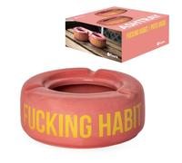 Fisura - Cendrier rose avec message "F*cking habit". Cendrier original avec une phrase amusante. Fabriqué en céramique. Dimensions : 10 x 10 x 4 centimètres.