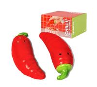 Fisura - Duo salière et poivrière original "piment" en céramique. Ensemble créatif pour table avec design inspiré des chilis rouges. 2 éléments uniques. 9 x 3 cm